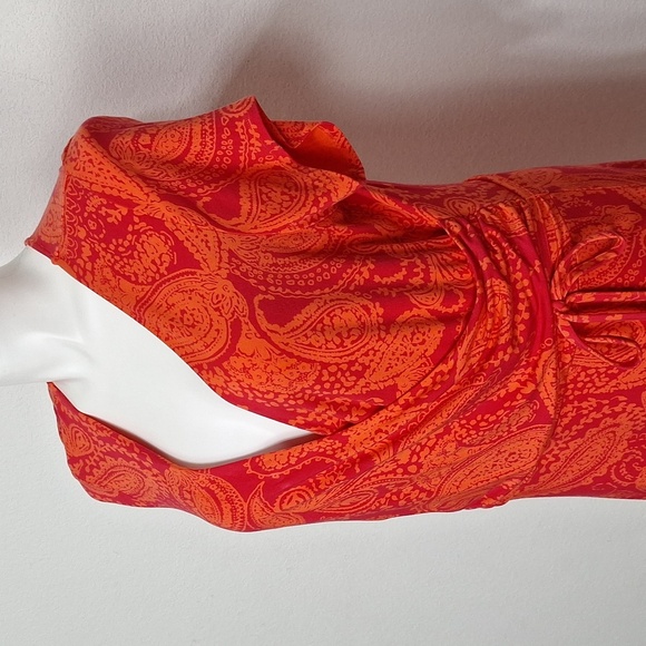 Land's End Red Flutter Sleeve Coquette Faux Wrap Cottagecore Midi Dress-16-18W - Picture 5 of 13